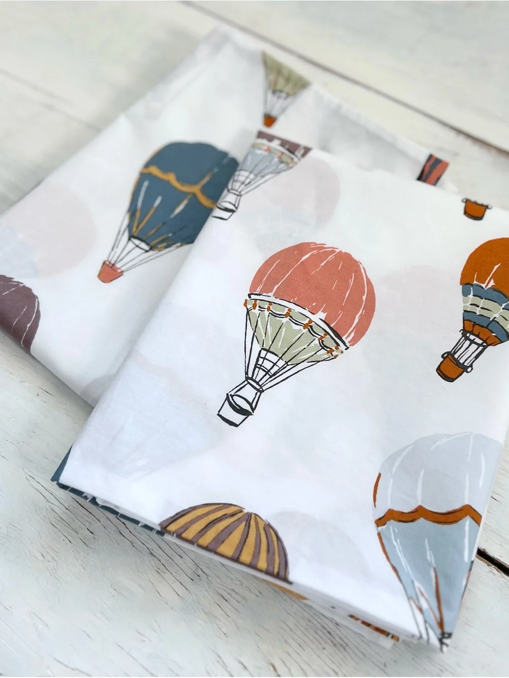2 Garnet Hill Up In The Air STANDARD Pillowcases Hot Air Balloon Cotton Colorful